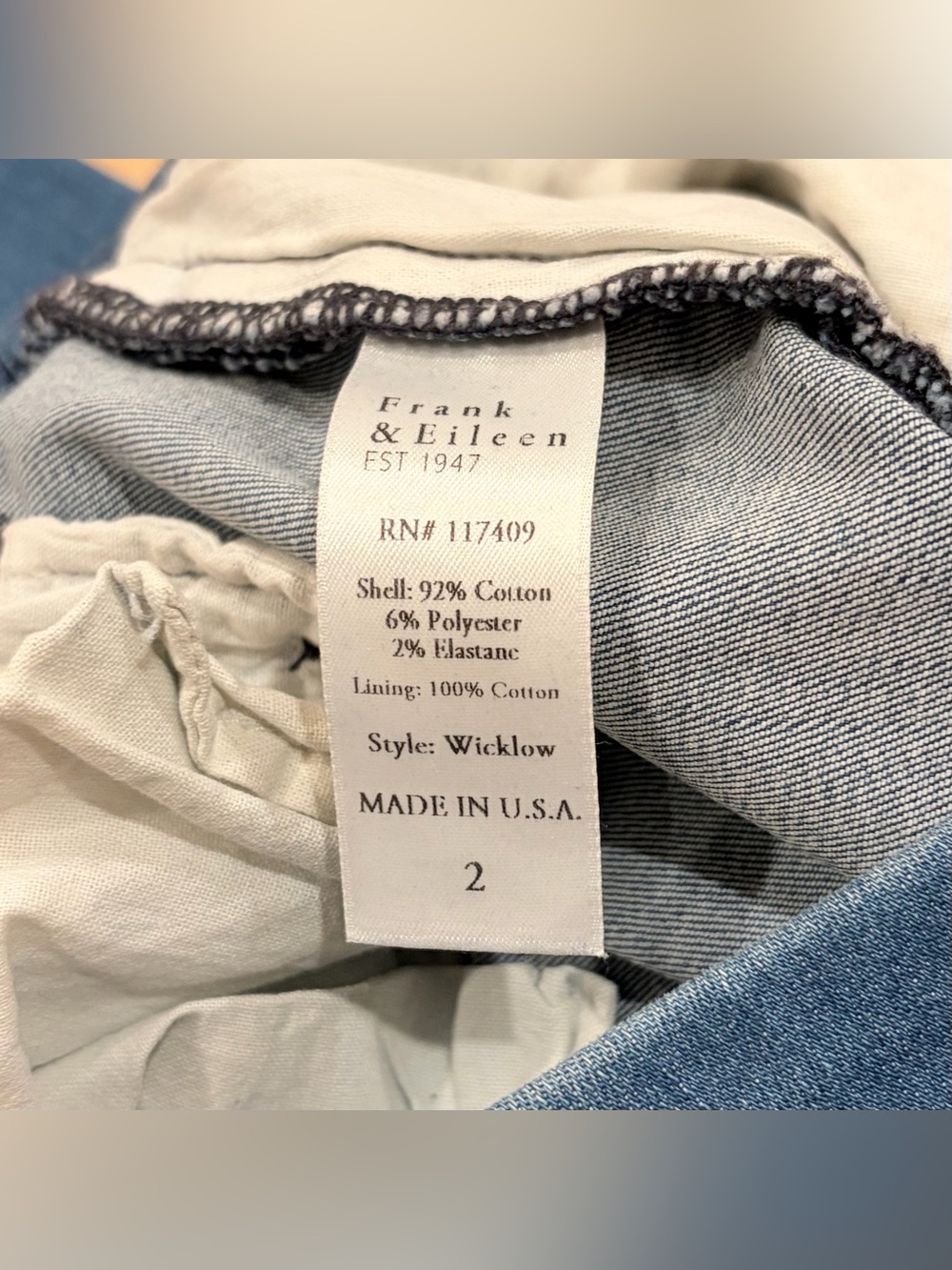 Frank & Eileen Wicklow Cropped Blue Jeans Pants - Women’s Size 2 - Picture 5 of 9
